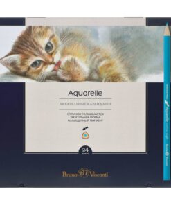Карандаши цветные акварельные BRUNO VISCONTI «Aquarelle», 24 цвета, металлический пенал, 30-0064